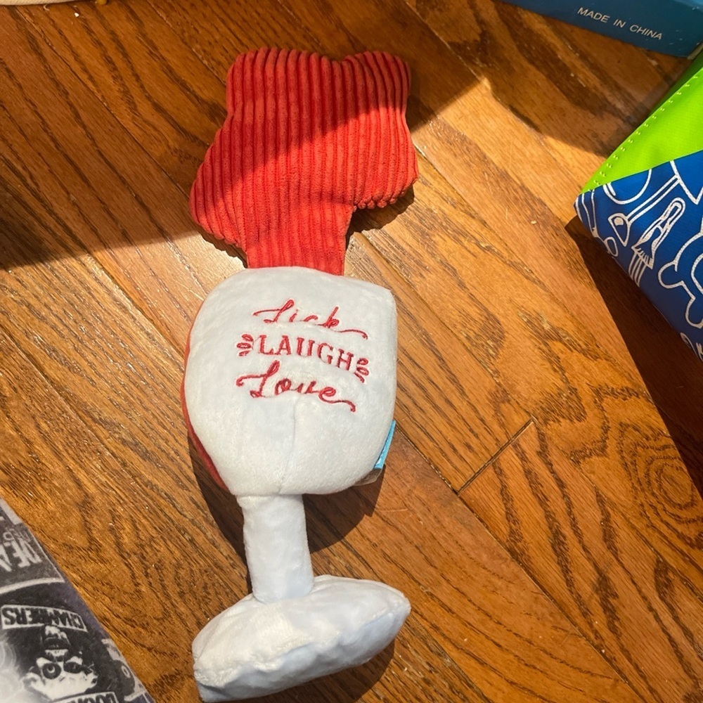 Bark Red and White Plush Wine Glass Decor Toy